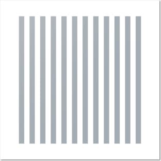 Grey Mist and White Large Vertical Cabana Tent Stripe Posters and Art